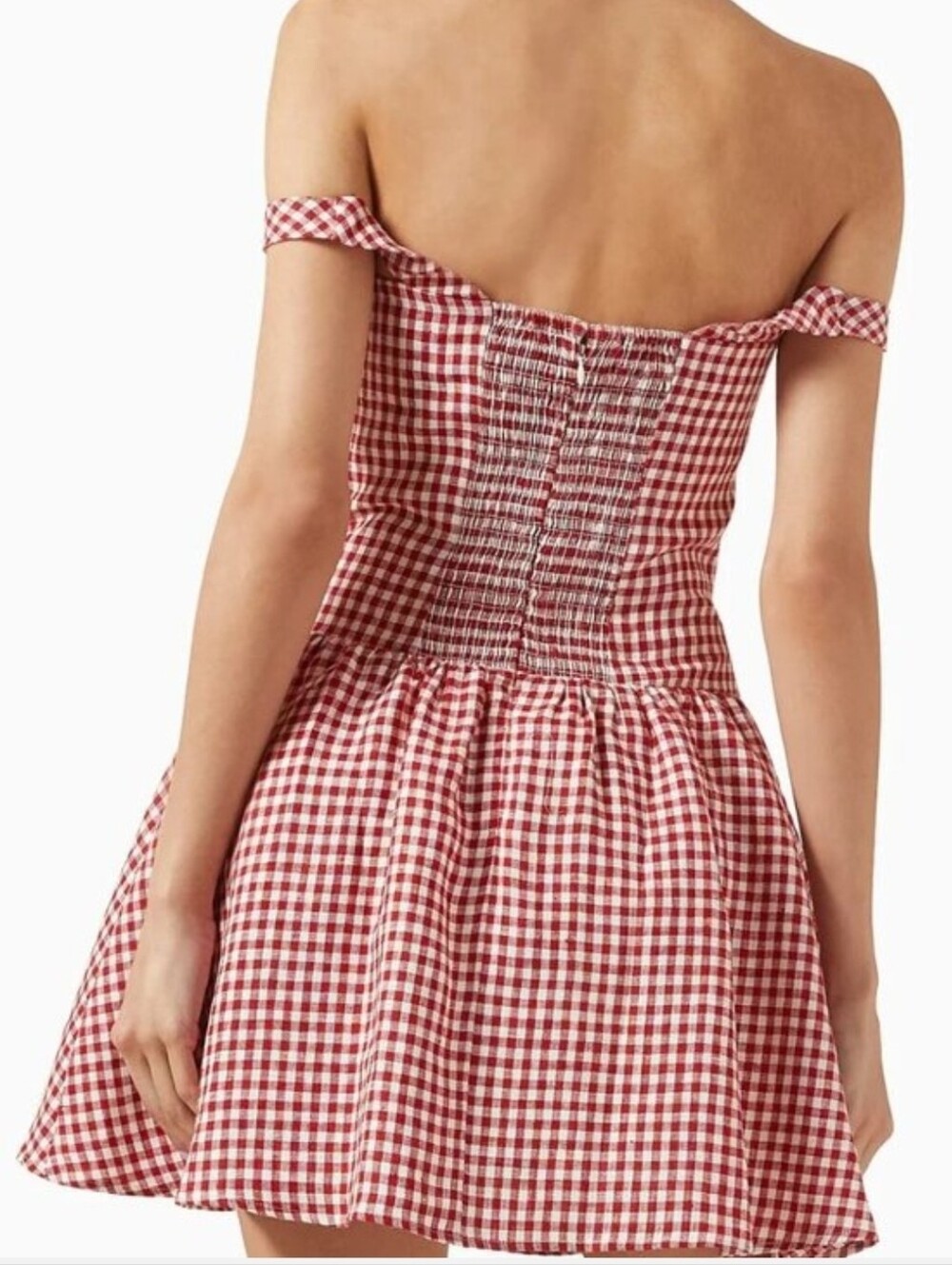 ✨️✨️NWOT Reformation Sora Linen Mini Dress  Check Red Gingham - Picture 5 of 11